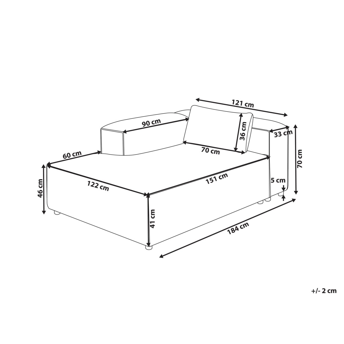 Szezlong prawostronny BRANDE Jasnobrązowy