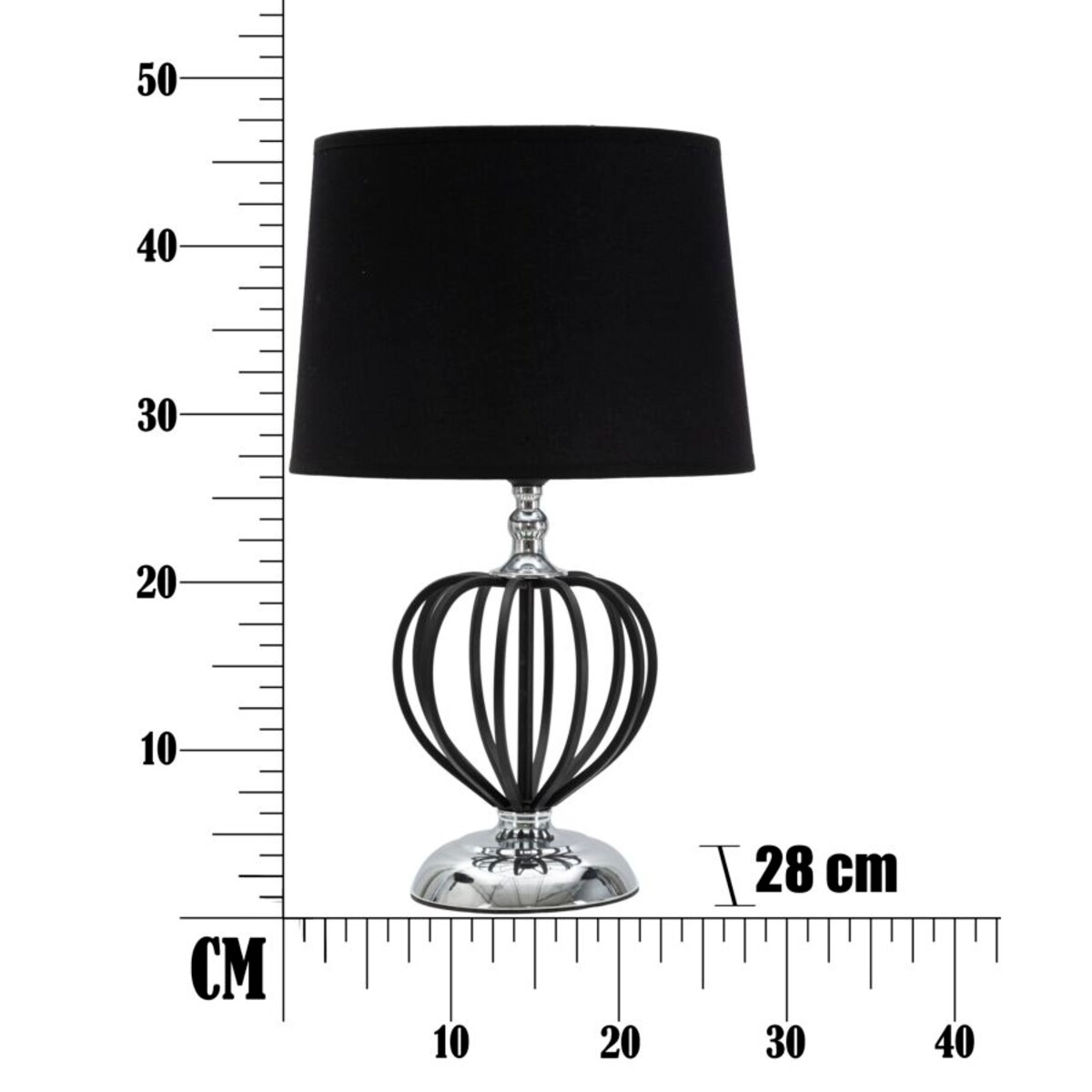 Lampa stołowa Darky, kolor czarny i srebrny, żelazo i PVC, 28 x 28 x 44,5 cm, 1 x E27, max. 40 W, styl glamour, do salonu i sypialni, Mauro Ferretti