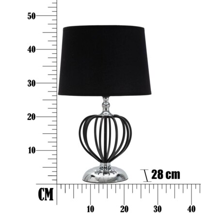 Lampa stołowa Darky, kolor czarny i srebrny, żelazo i PVC, 28 x 28 x 44,5 cm, 1 x E27, max. 40 W, styl glamour, do salonu i sypialni, Mauro Ferretti