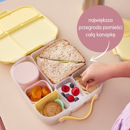 Lunchbox z przegródkami do szkoły i pracy - szczelna śniadaniówka z uchwytem i wkładem chłodzącym Blush Crush b.box