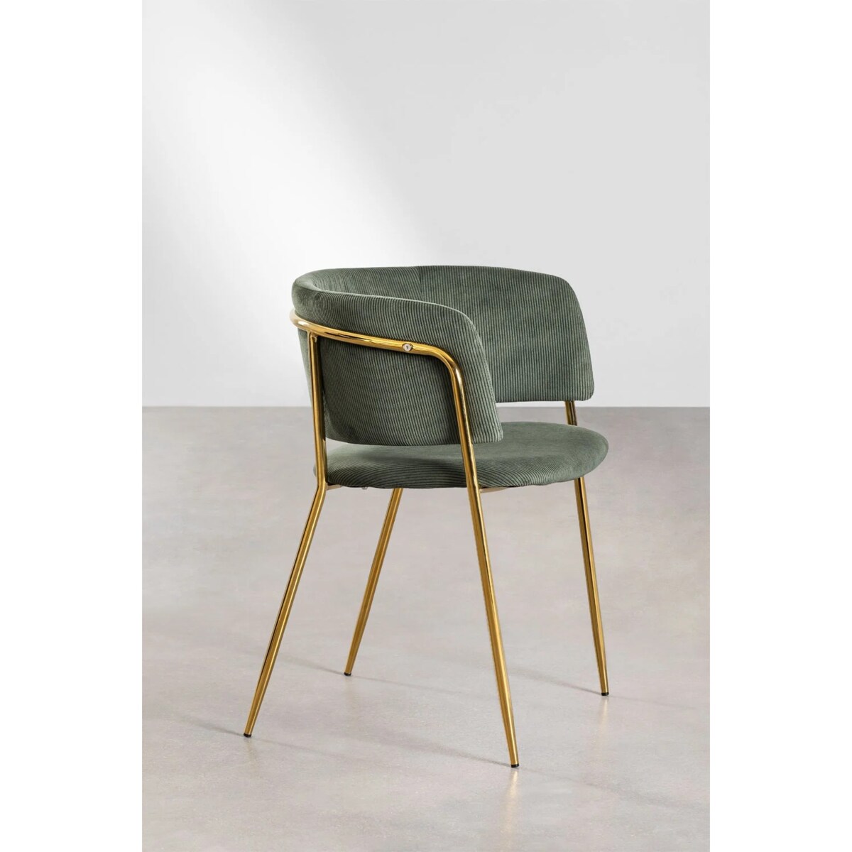 Krzesło sztruksowe, awokado złota podstawa Delta