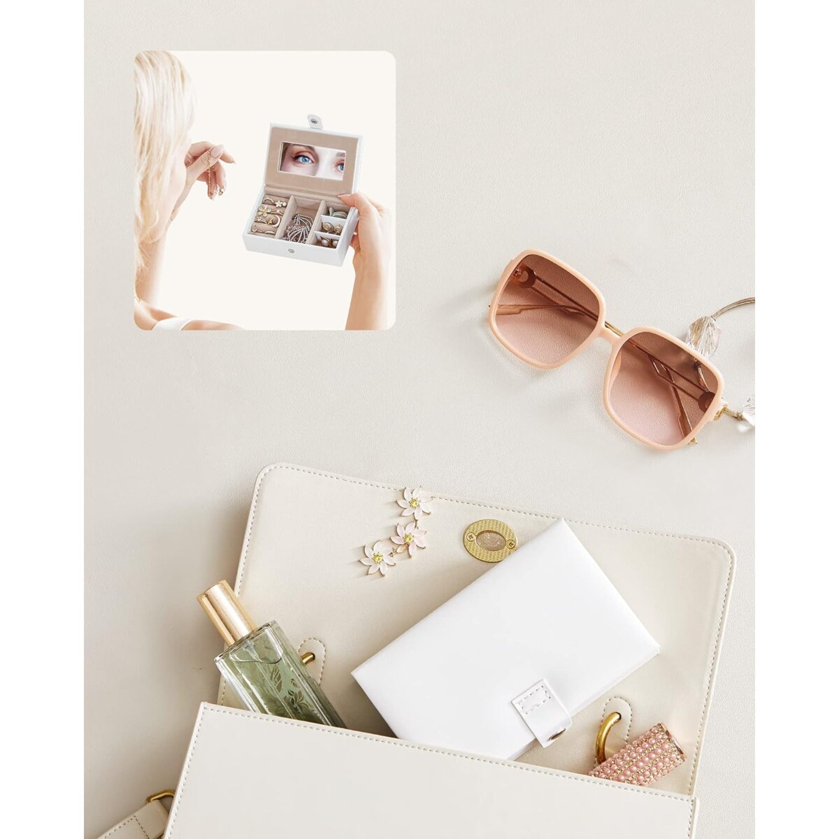 Kasetka Szkatulka Kuferek Na Biżuterię Zegarek Biały