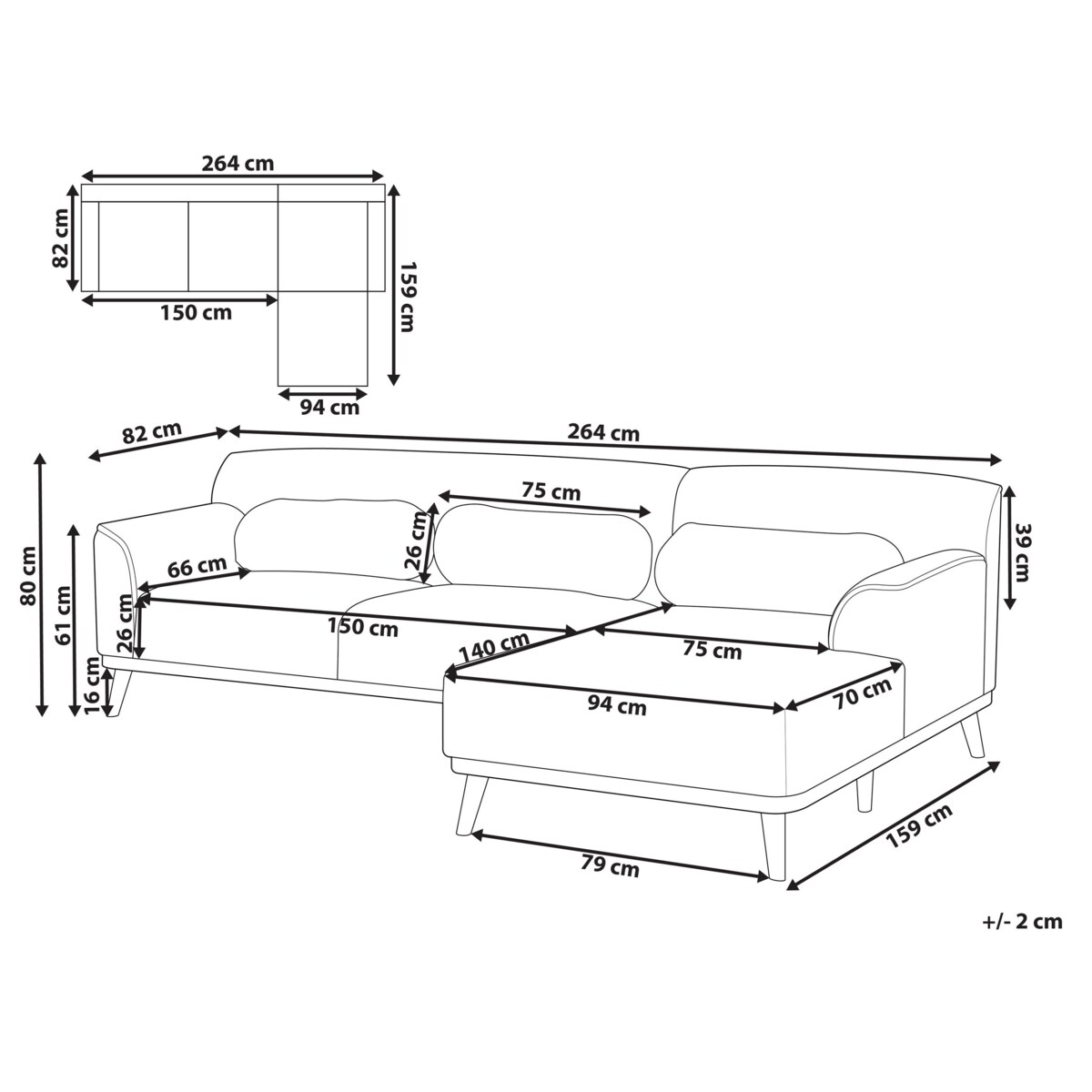 Narożnik boucle lewostronny biały SIMOS