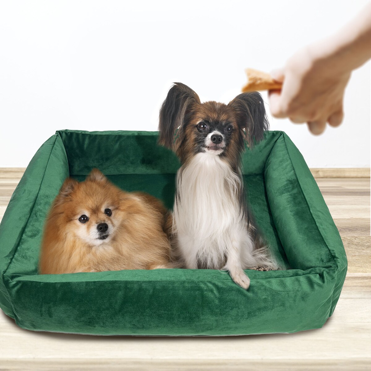Legowisko Dla Psa Kanapa Posłanie Welurowe 90X75 Cm Prestiżowe Zielone