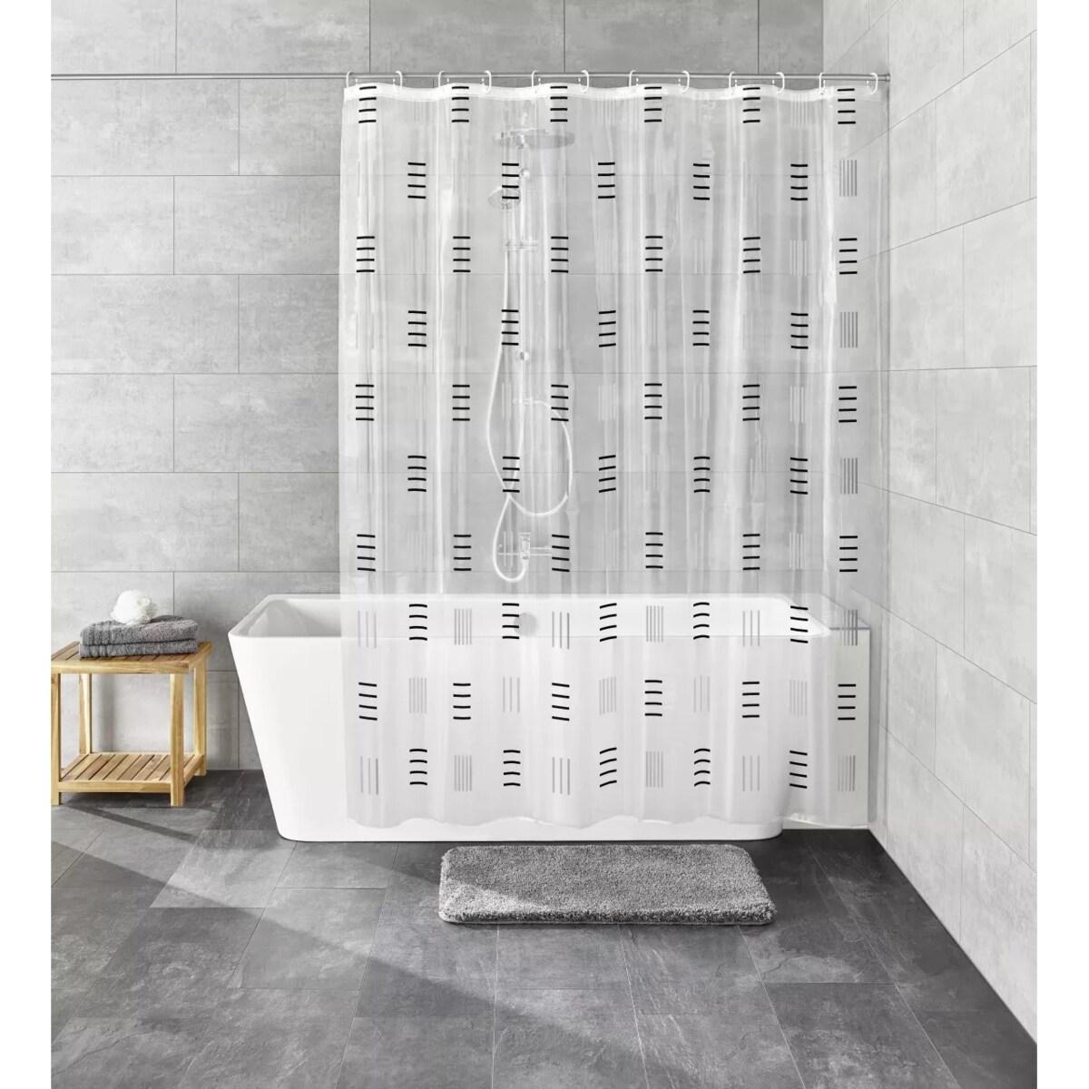 Kleine Wolke Grafico Winylowa Zasłona prysznicowa ciemny szary 180x200 cm