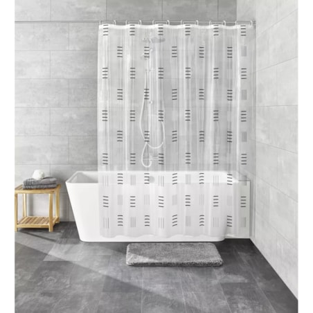 Kleine Wolke Grafico Winylowa Zasłona prysznicowa ciemny szary 180x200 cm