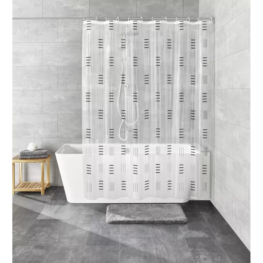 Kleine Wolke Grafico Winylowa Zasłona prysznicowa ciemny szary 180x200 cm