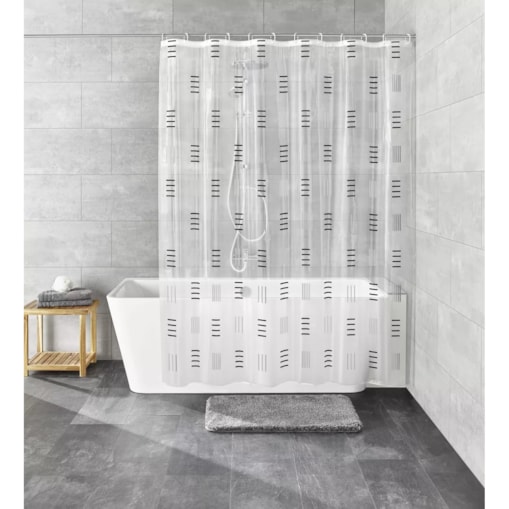 Kleine Wolke Grafico Winylowa Zasłona prysznicowa ciemny szary 180x200 cm