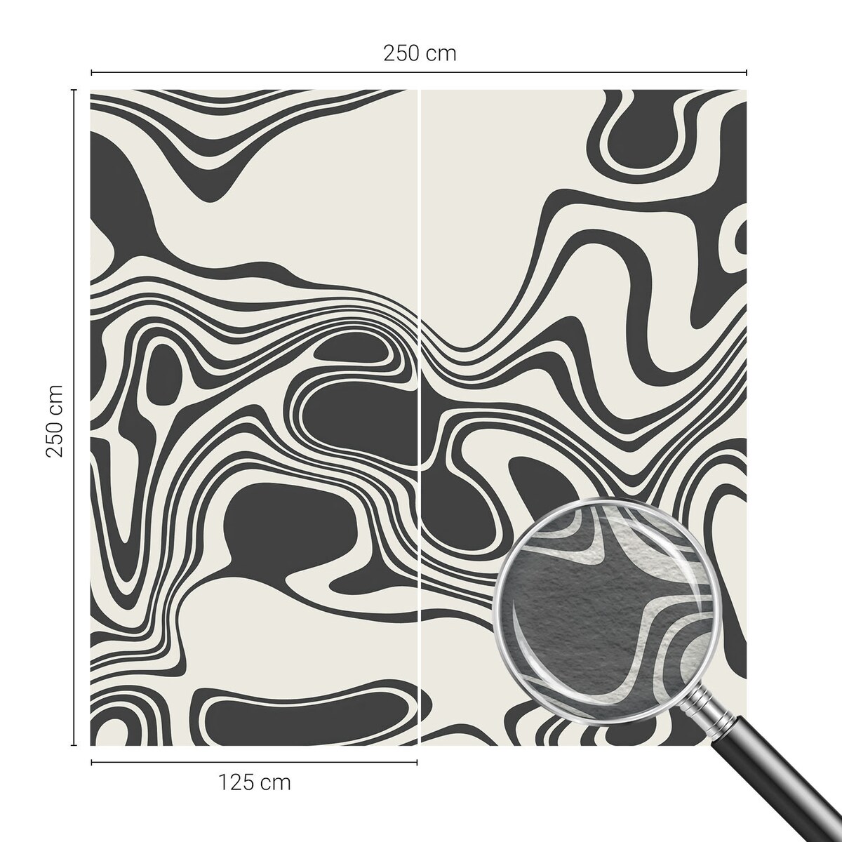 Fototapeta flizelinowa 250x250 cm - Dynamiczne linie, tapeta ścienna czarno-biała