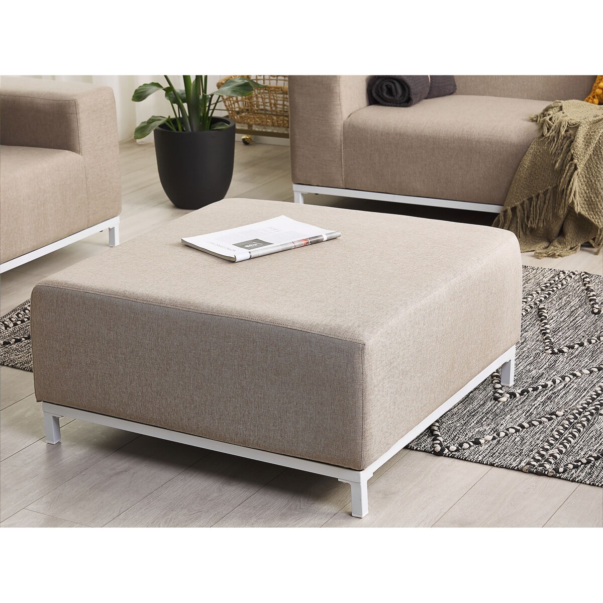 Otomana ogrodowa beżowa z białym ROVIGO