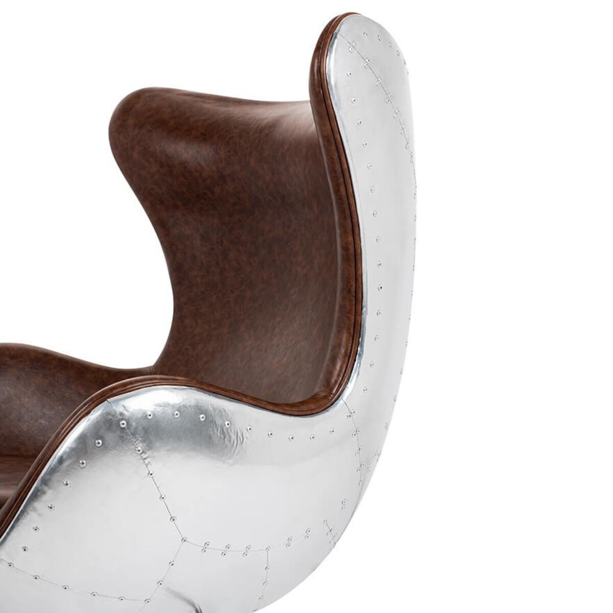 Nowoczesny fotel Egg KH1501100205 metal ekoskóra brązowy, King Home