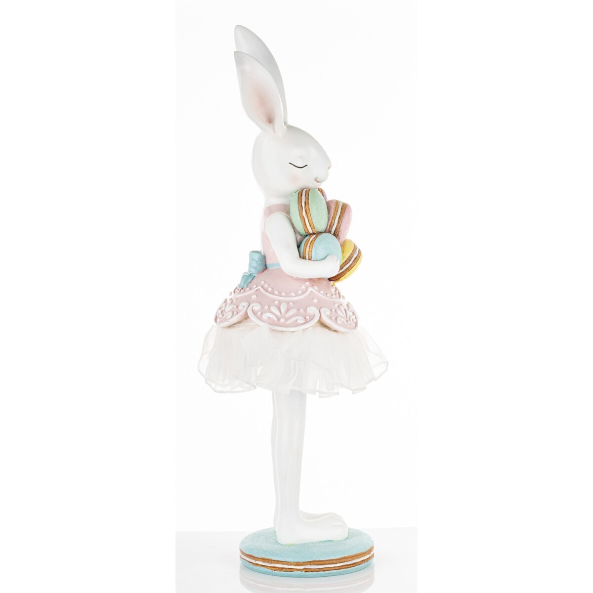 Dekoracja - króliczka w tiulowej spódniczce 55x22x16 cm GUDRUN z makaronikami