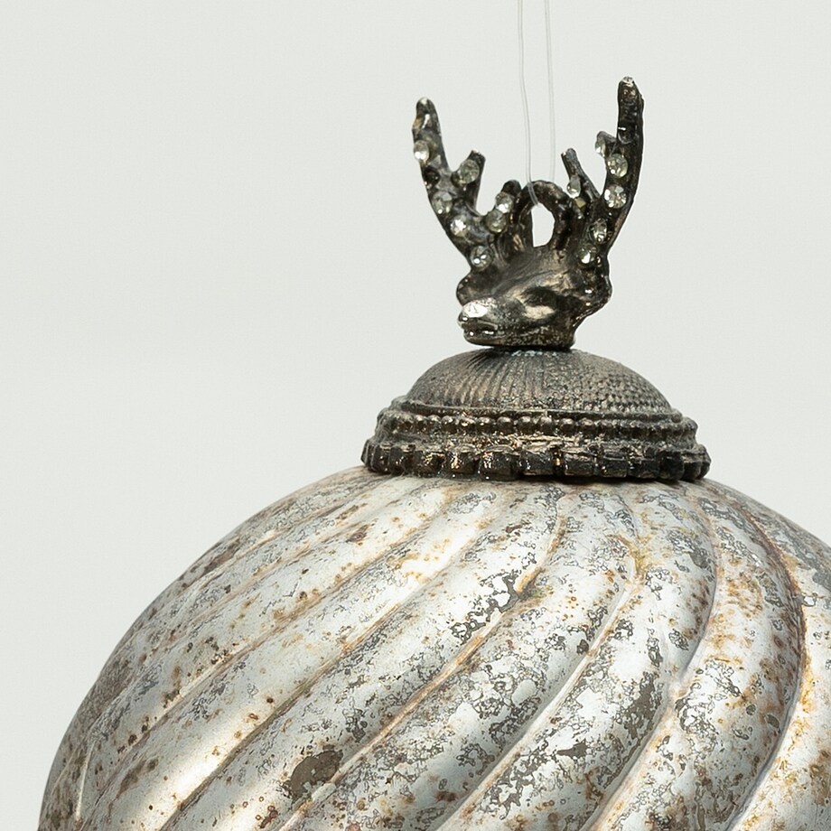 Bombka szklana Silver Twist 10x10x14 cm boże narodzenie, święta, świąteczne, szary, 10x10x14 cm