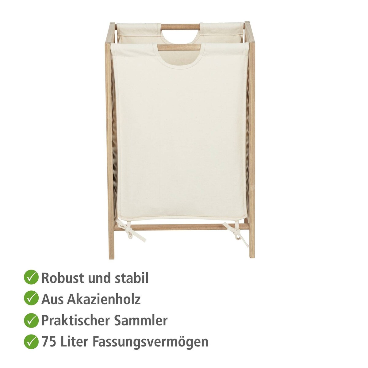 Kosz na pranie ze stelażem z drewna akacjowego ACINA, 48 l, WENKO