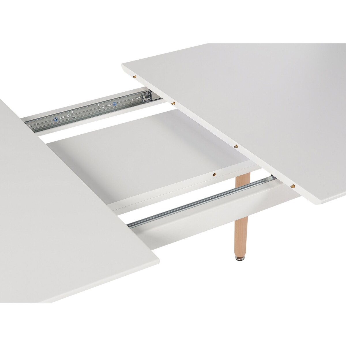 Stół do jadalni rozkładany 120/150 x 80 cm biały z jasnym drewnem MIRABEL