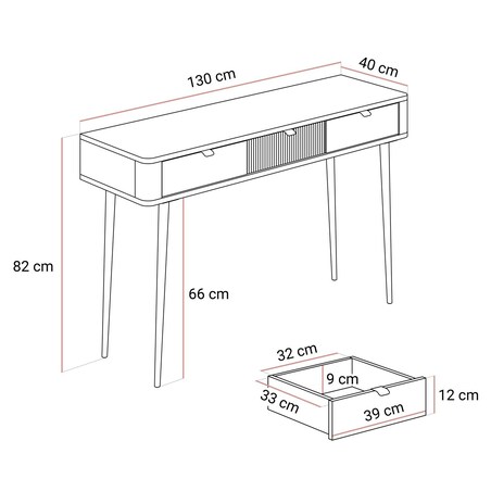 Konsola AUTUMN z szufladami, Kaszmir / Szary Kamień