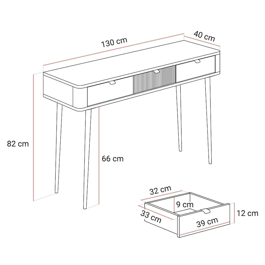 Konsola AUTUMN z szufladami, Kaszmir / Szary Kamień