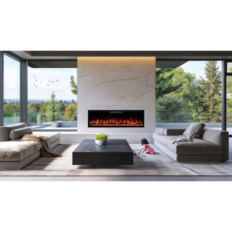 Kominek elektryczny AFLAMO Elite 128 - ścienny i do zabudowy - 128x46x13 cm - kominek LED z funkcją grzania 750/1500 W