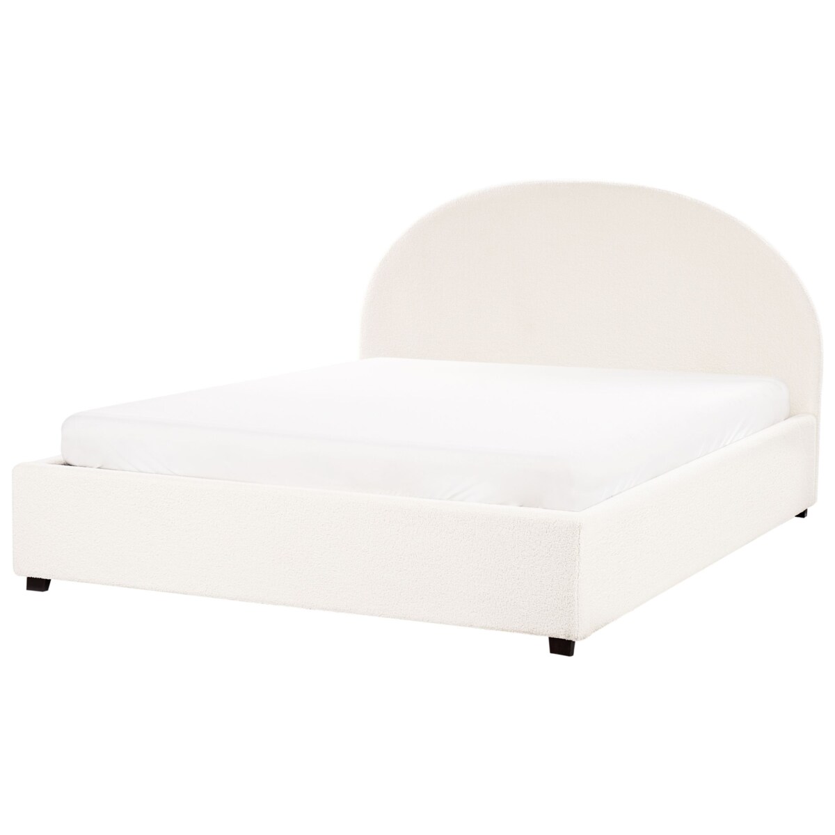 Łóżko z pojemnikiem boucle 160 x 200 cm złamana biel VAUCLUSE