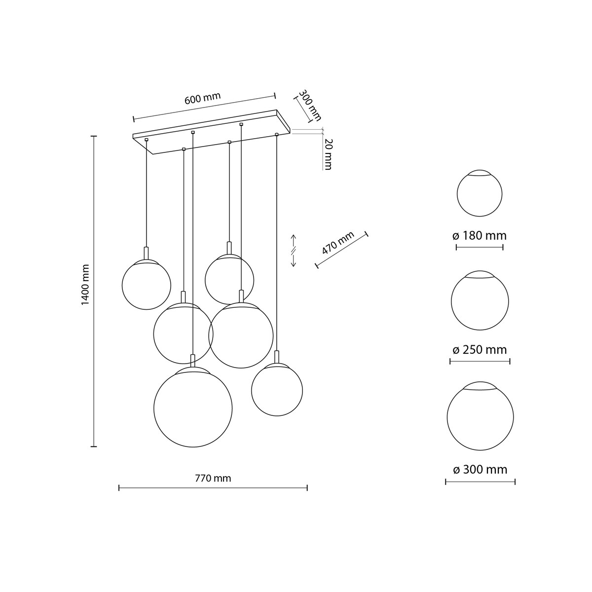 Lampa wisząca TK Lighting ESME WHITE 4793, 6xE27, regulowana, biało-czarna, nowoczesna do salonu i jadalni