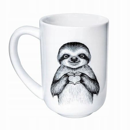 Porcelanowy kubek z uchwytem SZOP I LENIWIEC do kawy herbaty czekolady 400ml - prezent upominek dla kobiety faceta babci dziadka mamy taty dziewczyny chłopaka