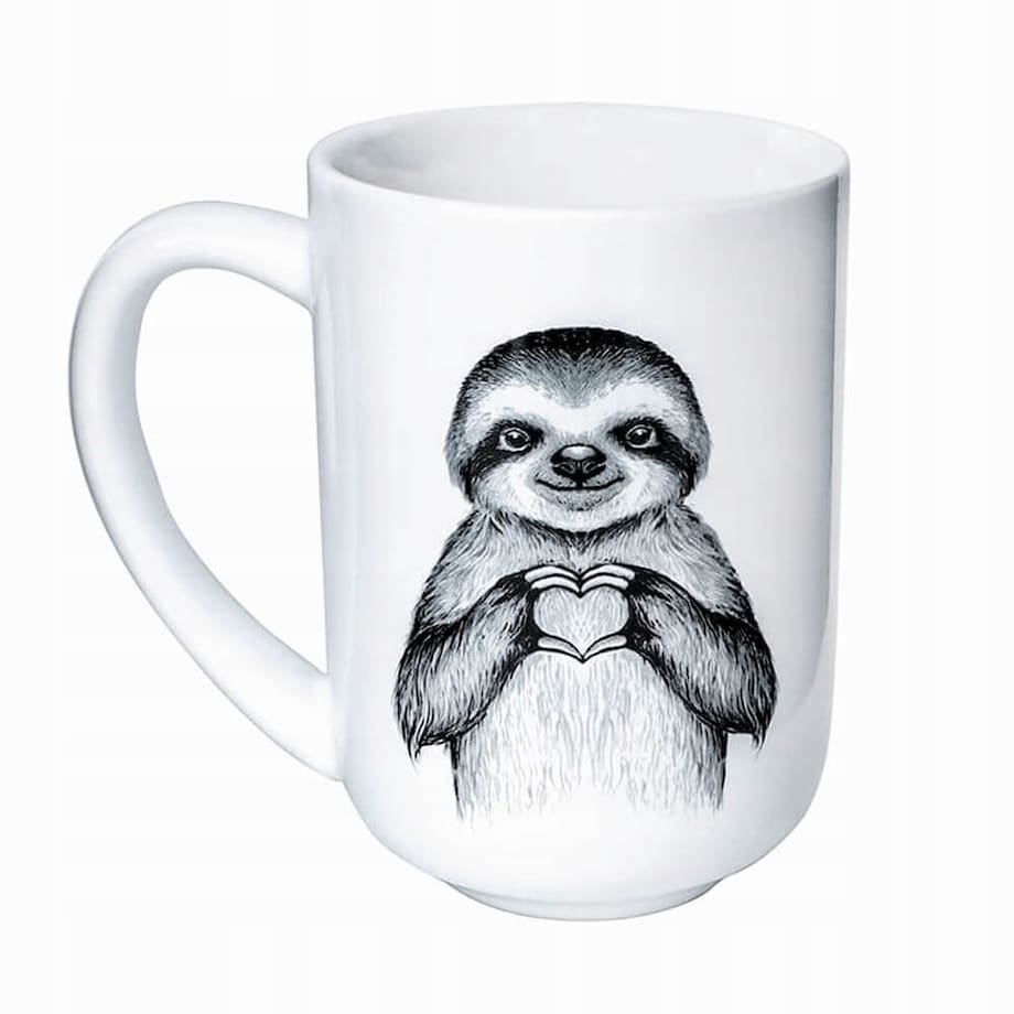 Porcelanowy kubek z uchwytem SZOP I LENIWIEC do kawy herbaty czekolady 400ml - prezent upominek dla kobiety faceta babci dziadka mamy taty dziewczyny chłopaka