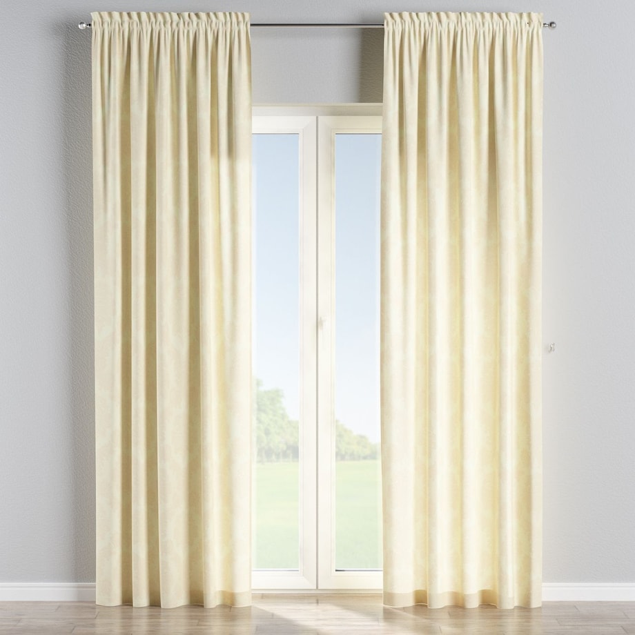 Zasłona na kanale z grzywką 1 szt. 130x260 liście akantu na tle ecru