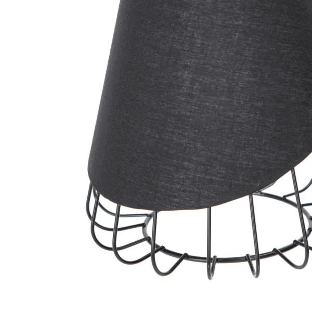 lampa wisząca z metalowy siatkowany klosz z tkaniną e27 czarna