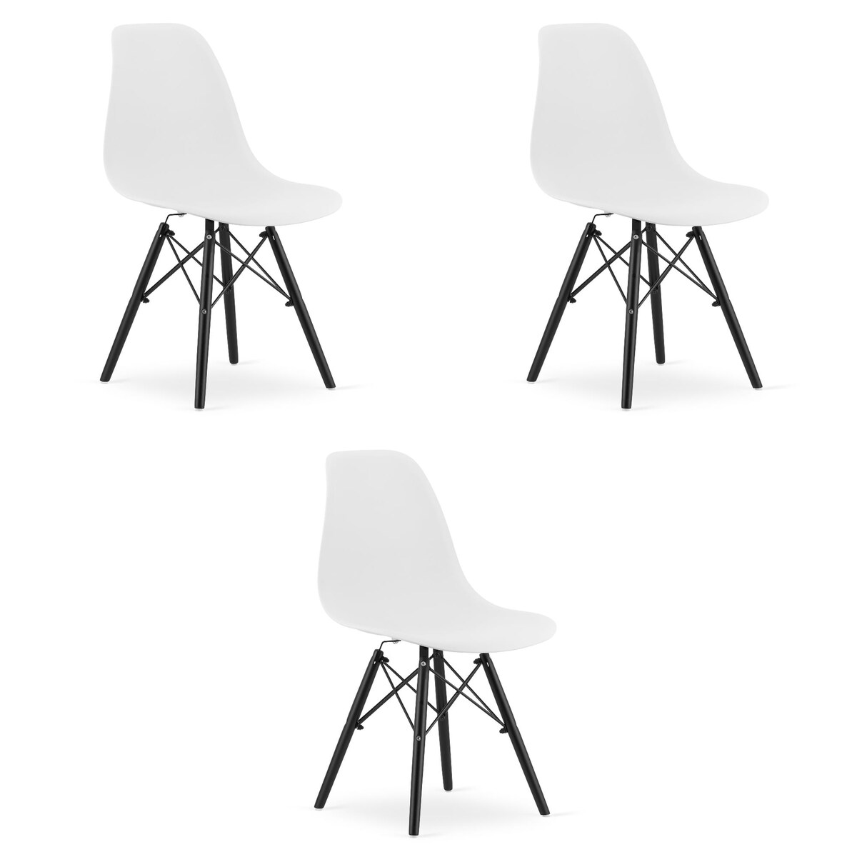 Krzesło Do Jadalni Kuchni Salonu Osaka Białe / Nogi Czarne X 3