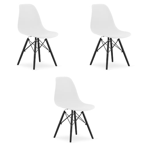 Krzesło Do Jadalni Kuchni Salonu Osaka Białe / Nogi Czarne X 3