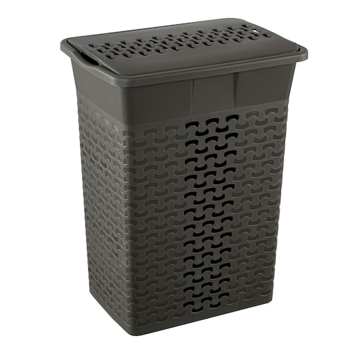 Kosz Na Pranie Bieliznę Wolnostojący Łazienkowy 35 L Szary Melanż