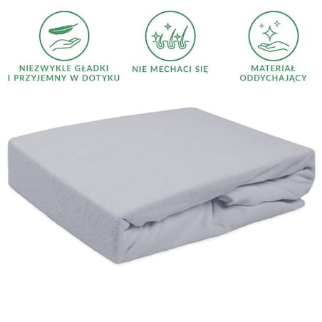Prześcieradło z bawełny frotte z gumką 90x200 kolor popiel PREMIUM