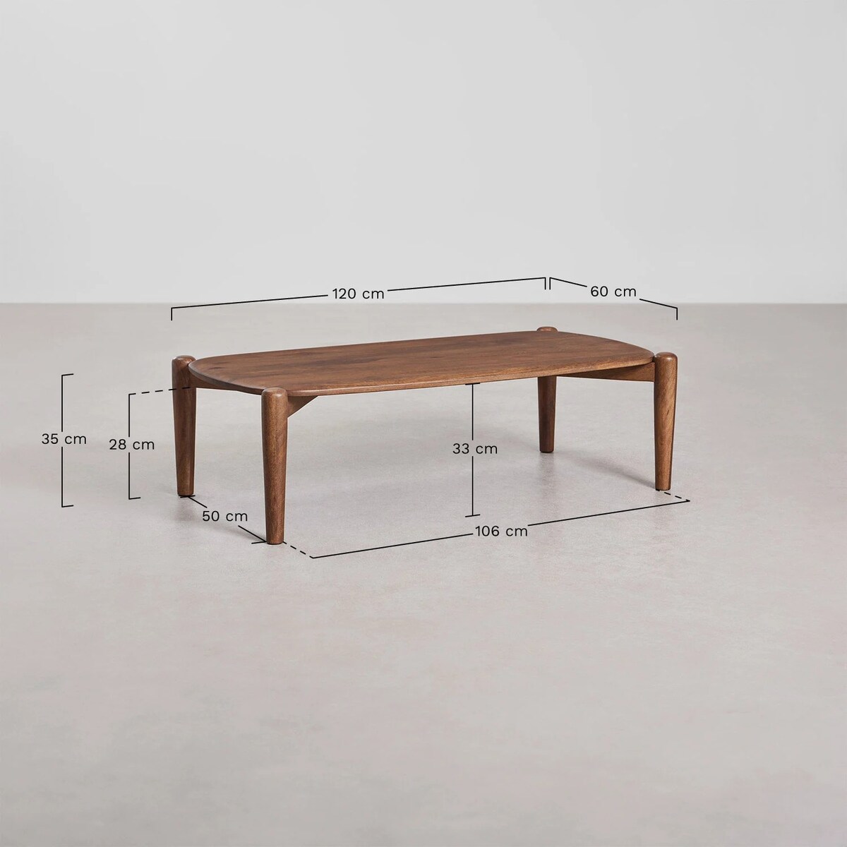Prostokątny stolik kawowy z drewna mango,120x60 cm, Gina