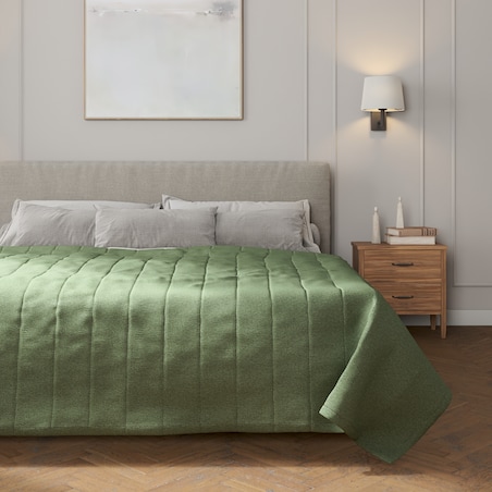 Narzuta pikowana w pasy 260x210 zielony melanż