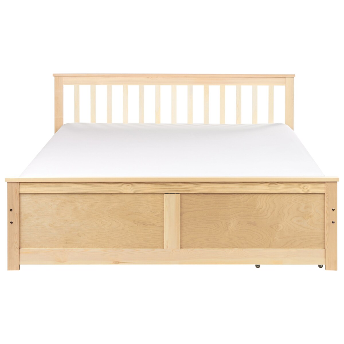 Łóżko ze schowkiem OLENDON 160 x 200 cm Z miejscem do przechowywania Drewno Jasne drewno
