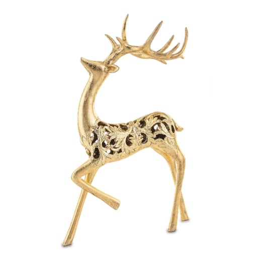 Figurka - stojący renifer ażurowy 38x25x13 cm AYAL złoty