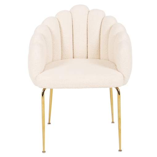 Krzesło tapicerowane FOGIA baranek BOUCLE białe