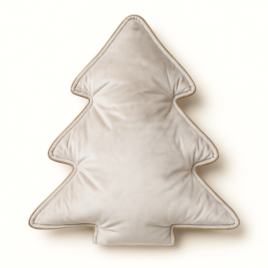Beżowa poduszka dekoracyjna – choinka