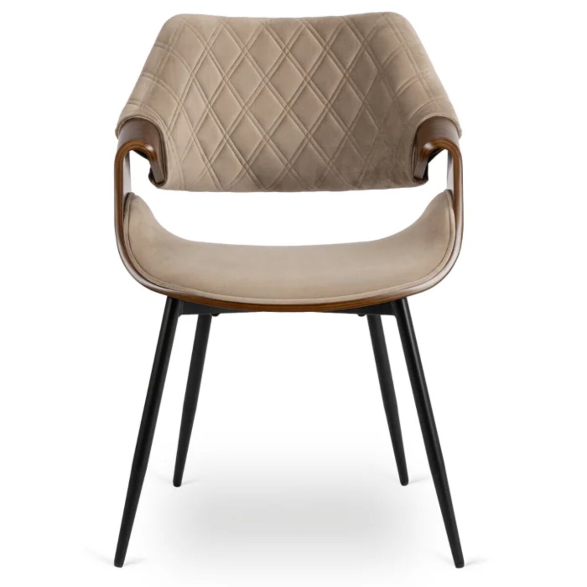 Krzesło Loft Tapicerowane Beż Drewno Gięte Orzech DAKOTA Do Salonu Jadalni