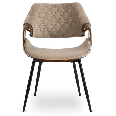 Krzesło Loft Tapicerowane Beż Drewno Gięte Orzech DAKOTA Do Salonu Jadalni