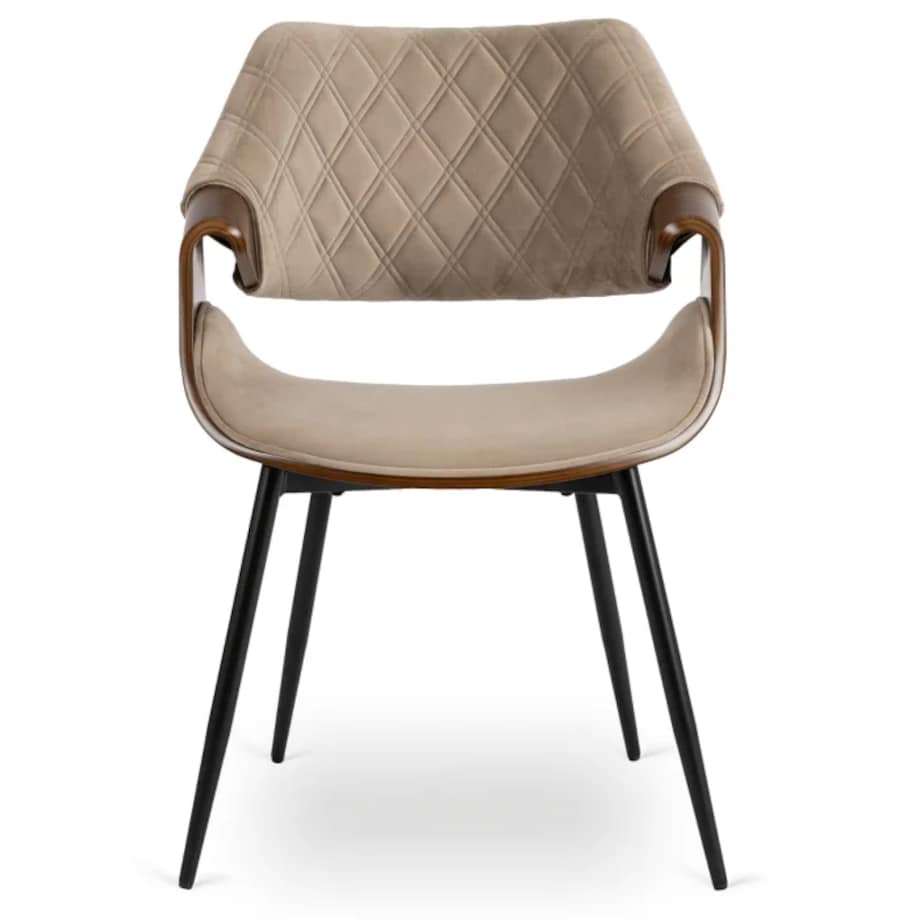 Krzesło Loft Tapicerowane Beż Drewno Gięte Orzech DAKOTA Do Salonu Jadalni