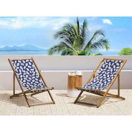 Zestaw 2 wymiennych tkanin do leżaków ogrodowych ANZIO/AVELLINO 113 x 44 cm Granatowy