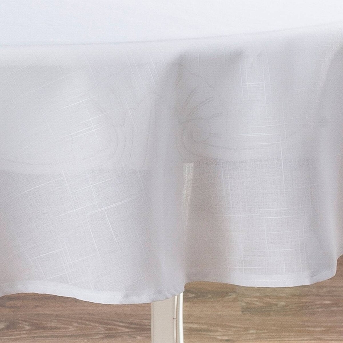 Obrus okrągły 160 x 160 cm prześwitujący biały