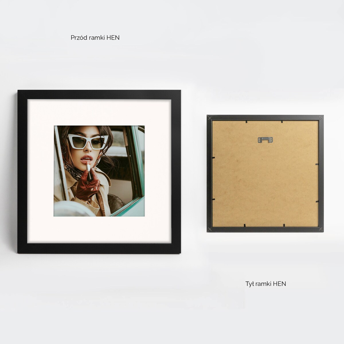 Ramka na zdjęcia 30x30 cm z passe partout czarna ramka z okienkiem passe partout na zdjęcie 20x20 cm kwadratowa ramka FRAMAI®