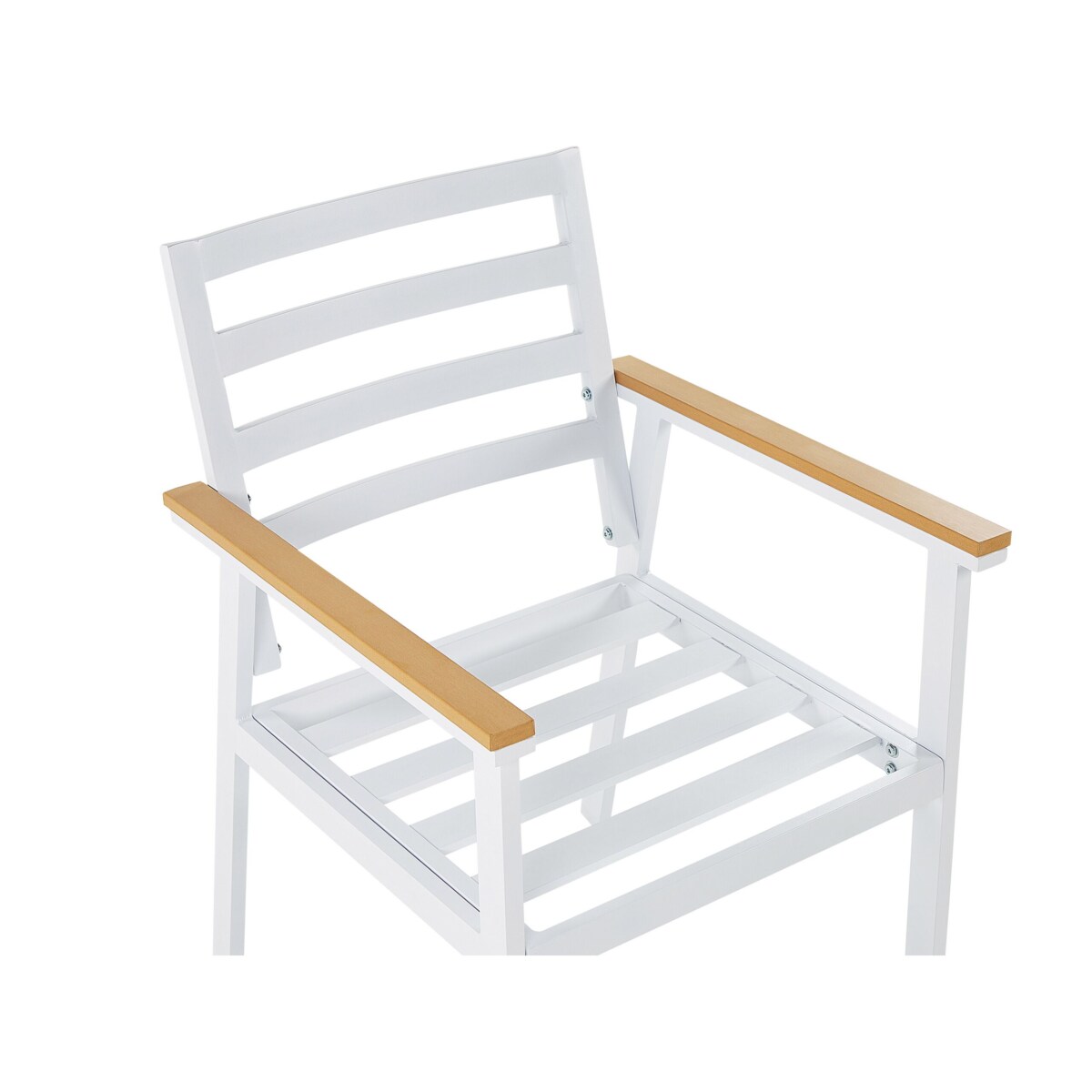 Zestaw ogrodowy stół i 4 krzesła biały z poduszkami beżowymi CAVOLI