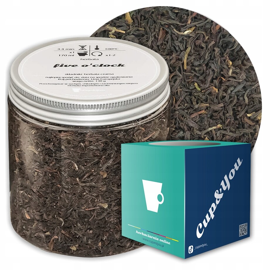 Herbata czarna FIVE O'CLOCK smak aromatyczna i kwiecista herbata angielska - herbata liściasta sypana mieszanka napar susz - gotowa na prezent upominek