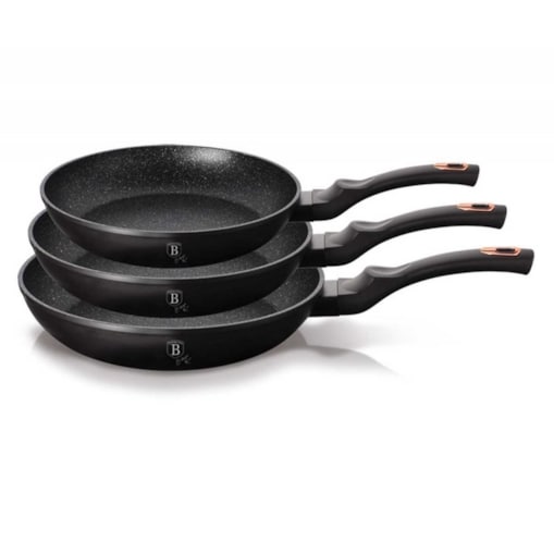 Zestaw 3 Patelni Granitowych Berlingerhaus Black Rose Bh-6158