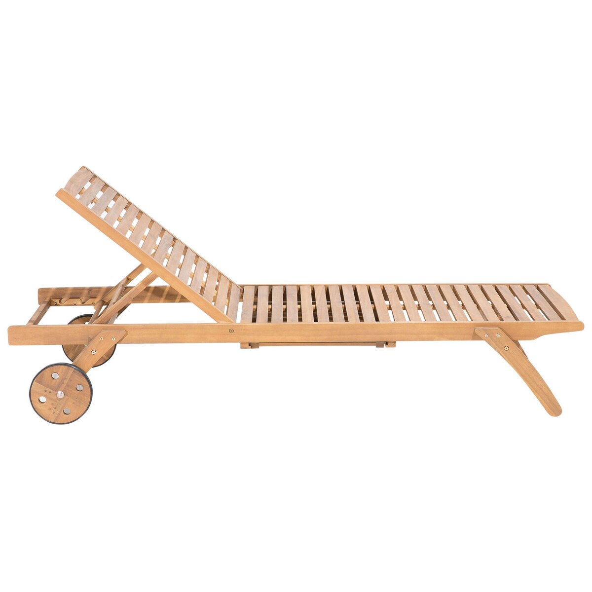 Leżak ogrodowy drewniany z poduszką niebieską CESANA