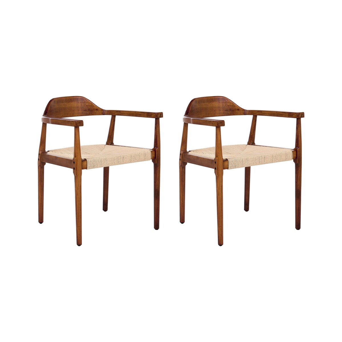 Zestaw 2 krzeseł do jadalni OAKDALE Drewno Ciemny brąz/ beżowy