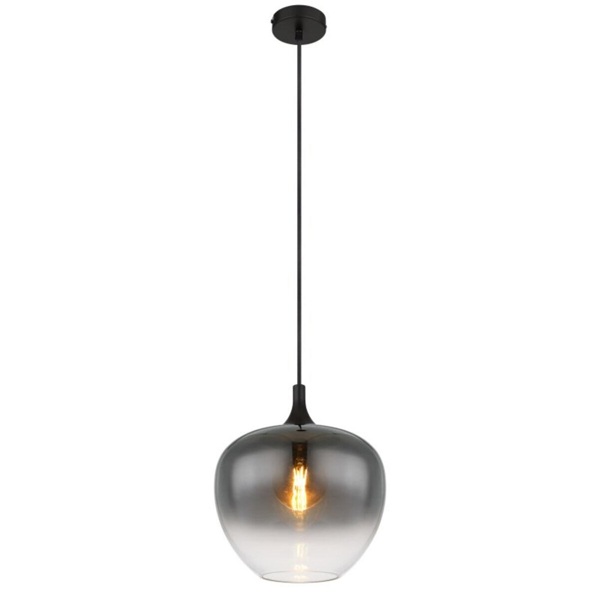 Lampa Wisząca MAXY 15548H1 Czarna Matowa Przydymione Szkło Globo